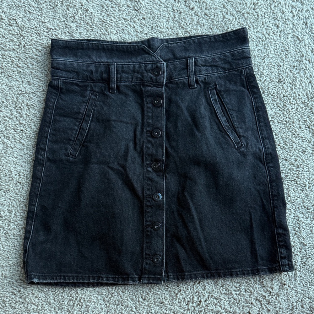 Anthropologie Charcoal Button-Front A-Line Skirt